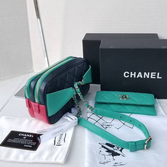 Limited Edition CHANEL Goatskin Quilted Tri-Color In & Out Waist Sling Bag - Picture 12 of 16